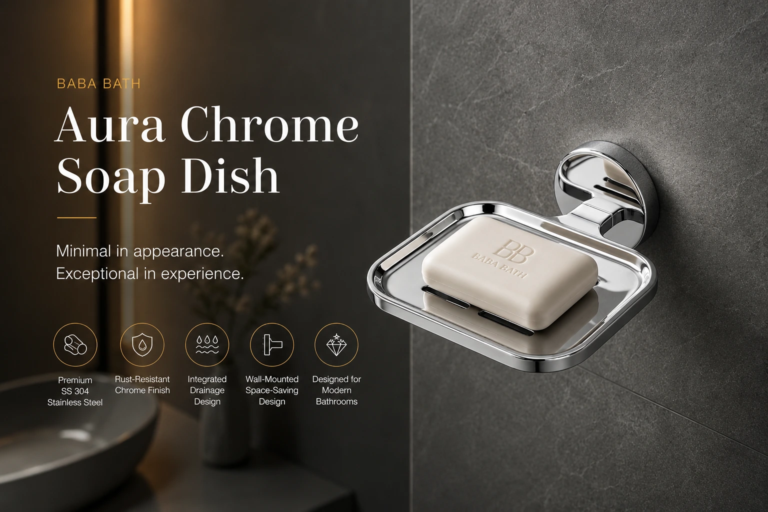 Baba Bath Aura Chrome Soap Dish