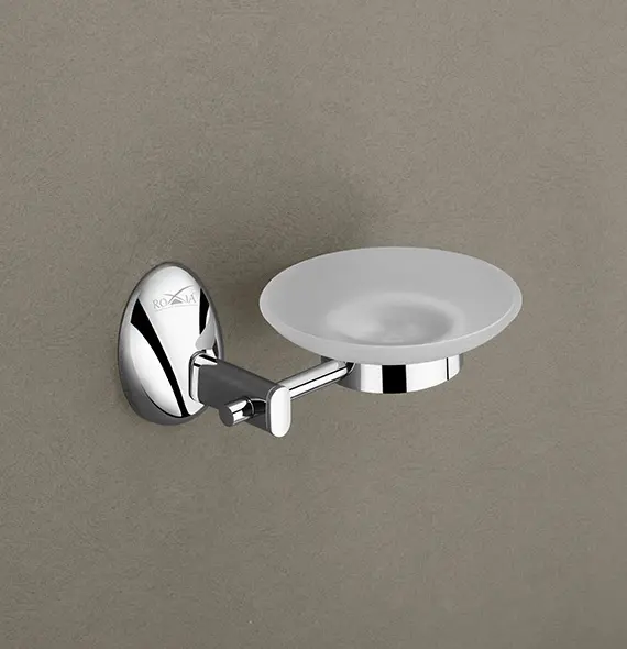 ROXIA Acura Glass Soap Dish | SS 304 Wall Mounted Bathroom Soap Holder | Chrome Finish with Frosted Glass Plate | Rust-Proof & Elegant 