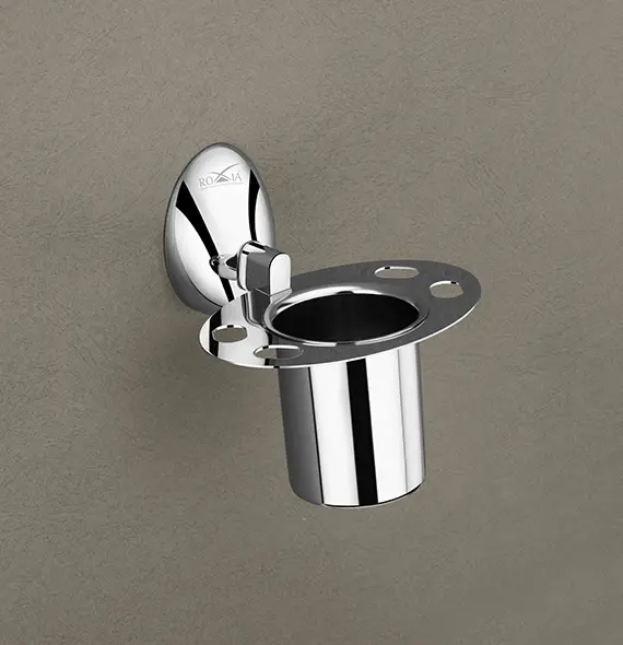 Roxia Acura SS 304 Stainless Steel Toothbrush Holder with Tumbler | Premium Wall Mounted Chrome Finish Bathroom Organizer | Rust-Proof & Corrosion Resistant | Lifetime Warranty