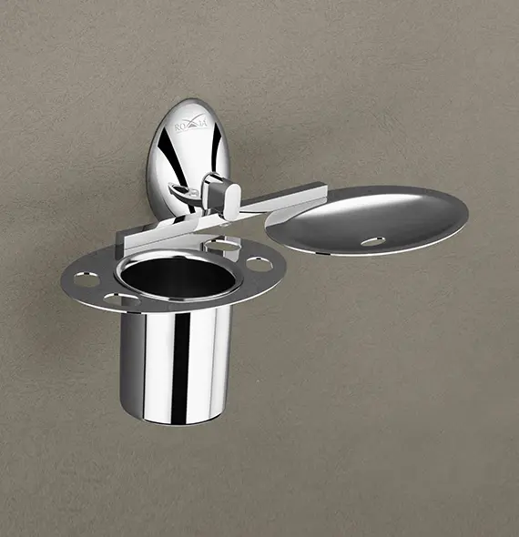 Roxia Acura Soap Dish with Toothbrush Holder | Premium Stainless Steel 304 | Rust & Corrosion Proof | Wall Mounted Bathroom Organiser 