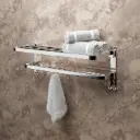 BABA BATH Double Decker Folding Towel Rack – 24 Inch | SS 304 Grade Stainless Steel| Wall Mounted Bathroom Shelf
 Lifetime Rust & Corrosion Warranty