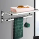 BABA BATH Double Decker Folding Towel Rack – 24 Inch |Stainless Steel| Wall Mounted Bathroom