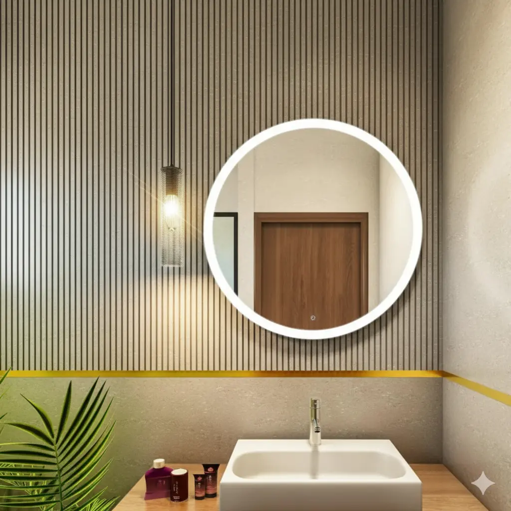 BABA BATH Premium LED Mirror for Bathroom | Touch Sensor |  Wall Mounted | 24x24inch| 2 Years Warranty 