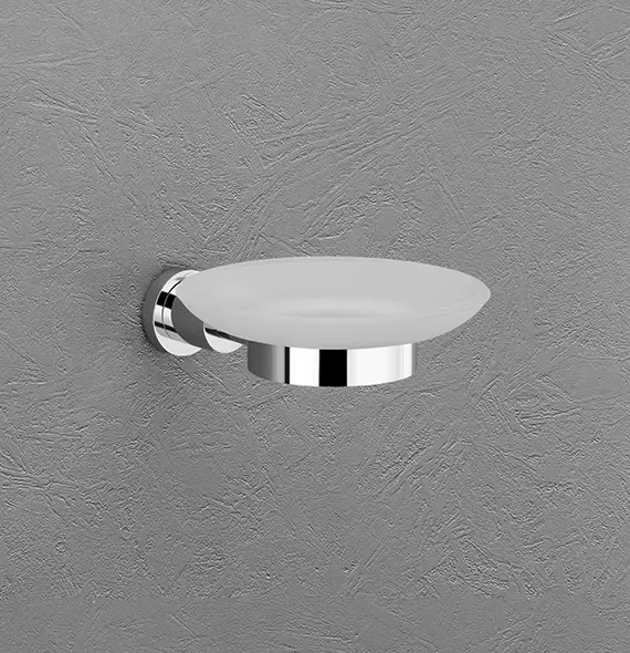 ROXIA Desire Glass Soap Dish | SS 304 Wall Mounted Bathroom Soap Holder | Chrome Finish with Frosted Glass Plate | Rust-Proof & Elegant 