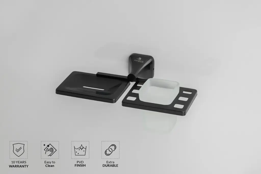 Aquarium Ellen Series Soap Dish & Toothbrush Holder – Premium PVD Finish – Matte Black