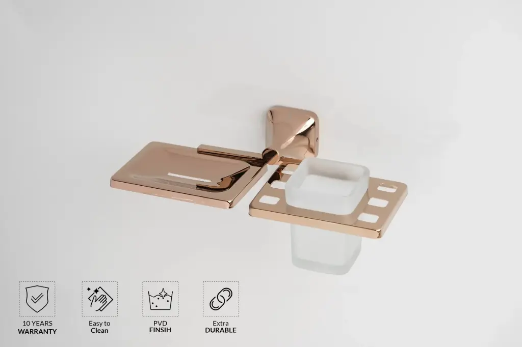 Aquarium Ellen Series Soap Dish & Toothbrush Holder – Premium PVD Finish – Rosegold