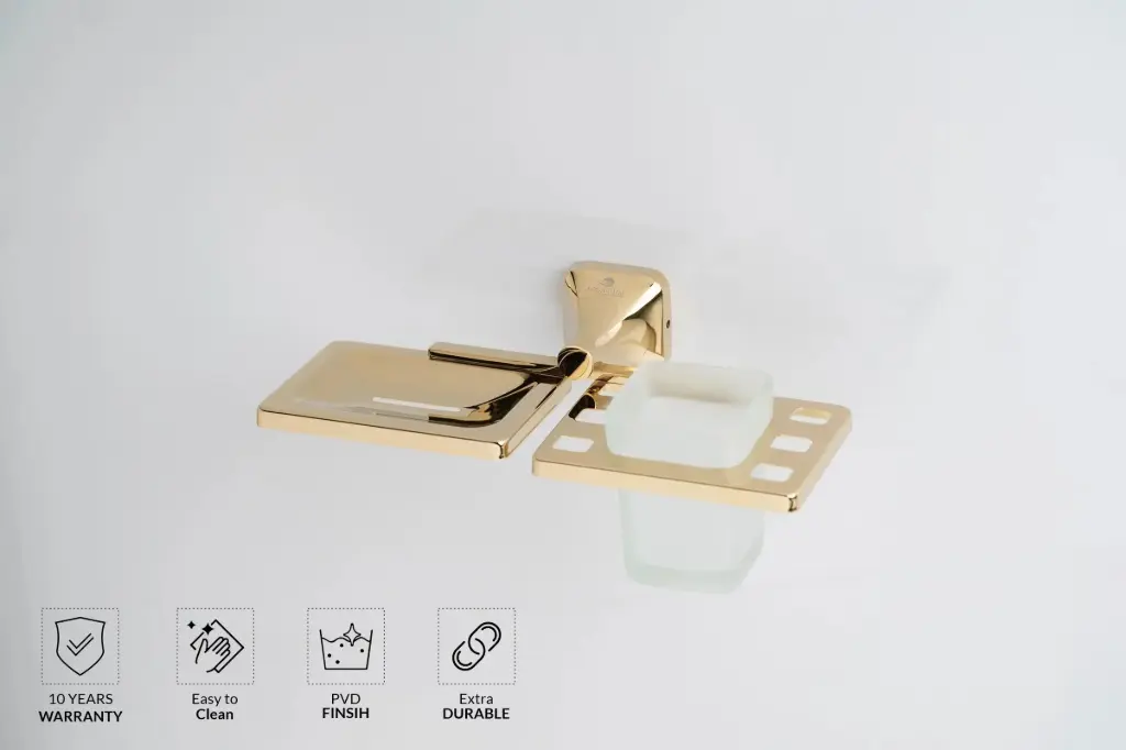 Aquarium Ellen Series Soap Dish & Toothbrush Holder – Premium PVD Finish – Gold