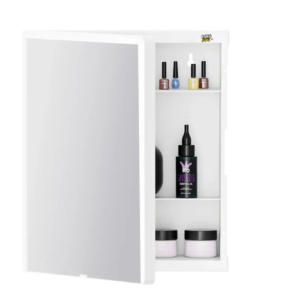 BABA BATH Wall-Mounted Mini Bathroom Cabinet with Mirror | Compact Storage & Organiser for Small Bathrooms, Kitchens & Homes | Durable & Space-Saving Medicine Cabinet