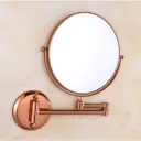 Baba Bath Wall-Mounted Extendable Shaving & Makeup Mirror | 360° Swivel | Dual-Sided with Magnification | Rosegold Finish 