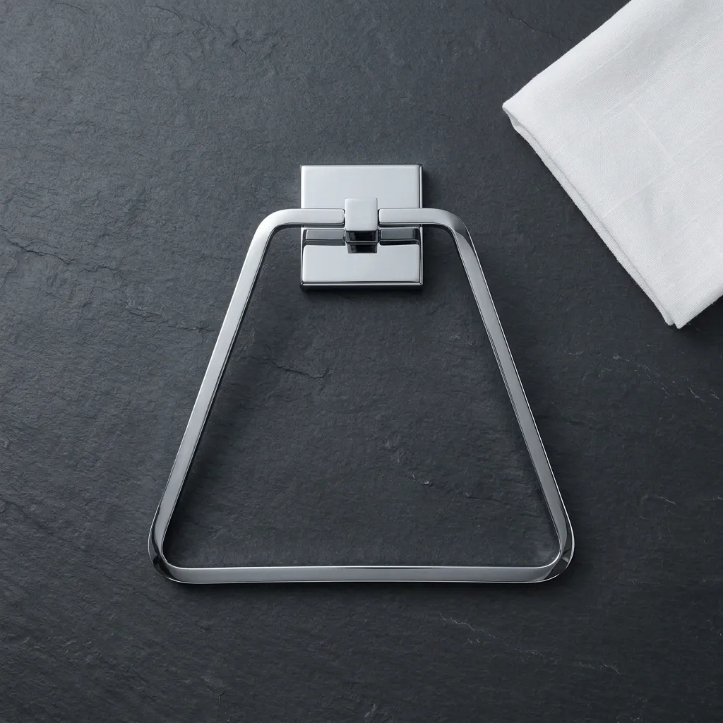 Hexa Triangle Towel Ring (SS 304) – Rust-Free Chrome Wall Mounted Towel Holder | Premium Bathroom Accessory in Delhi | Baba Bath
