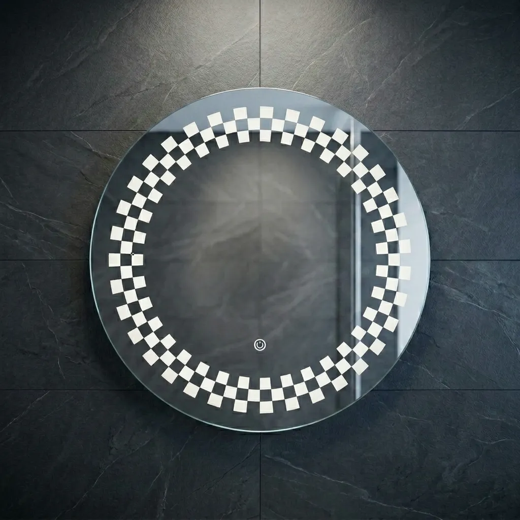 Baba Bath Pixel Halo LED Mirror – 24 x 24 Inch Luxury Illuminated Bathroom Mirror