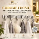 Baba Bath 6-Hook Stainless Steel Bathroom Hanger – Chrome Finish | Wall Mounted Towel & Robe Hook