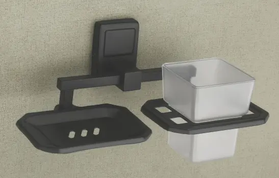 Nexa Soap Dish With Tooth Brush Holder Black