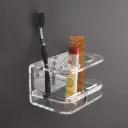 Baba Bath Acrylic Toothbrush Holder Wall Mounted | Clear Bathroom Organiser for Toothpaste, Comb, Razor & Accessories | Space Saving Transparent Bathroom Shelf