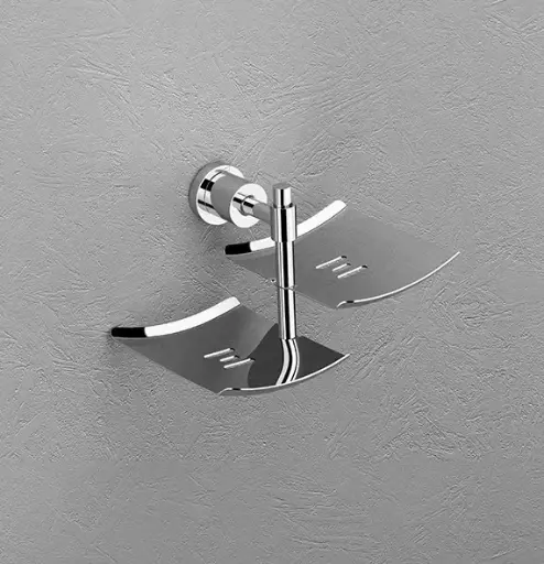 ROXIA Desire Double Soap Dish | Wall Mounted | SS 304 Chrome Finish | Twin Soap Holder for Bathroom | Rust-Proof, Sleek & Durable  