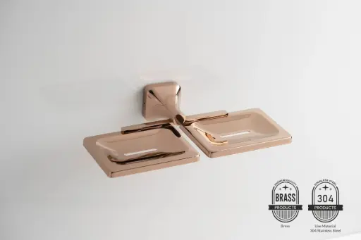 Double Soap Holder | Ellen Series | Rosegold By Aquarium 