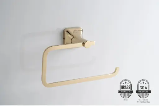 Aquarium Ellen Series Designer Towel Ring | SS304 & Solid Brass Body | PVD Gold | Wall Mounted Bathroom Towel Holder 