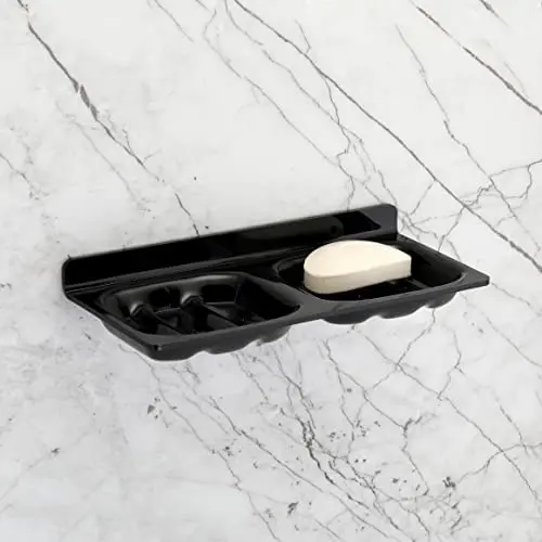  Acrylic Black Double Soap Dish Square 6 MM Thickness By BABA BATH