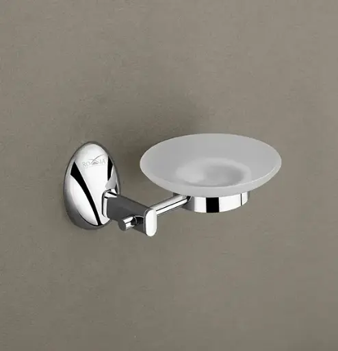 ROXIA Acura Glass Soap Dish | SS 304 Wall Mounted Bathroom Soap Holder | Chrome Finish with Frosted Glass Plate | Rust-Proof & Elegant 