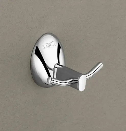 Roxia Acura SS 304 Stainless Steel Robe Hook | Dual Hook Design for Bathroom, Wardrobe & Kitchen | Wall Mounted with Chrome Finish | Lifetime Rust & Corrosion Warranty